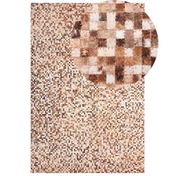 Dywan patchwork skórzany brązowy 140 x 200 cm TORUL
