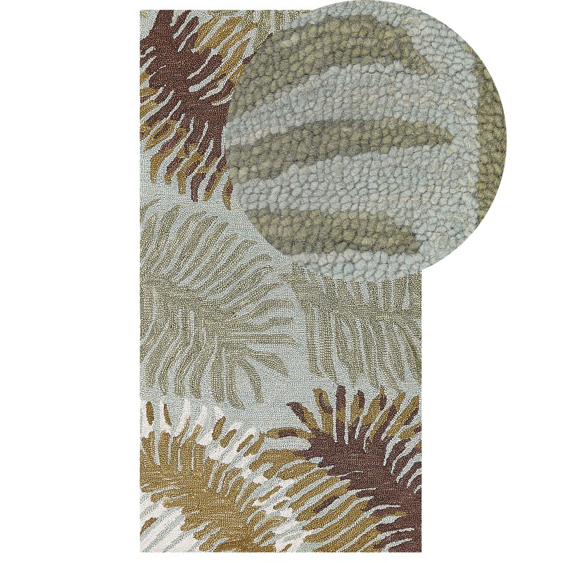 Dywan wełniany z motywem roślinnym 80 x 150 cm VIZE Dywan wełniany z motywem roślinnym 80 x 150 cm VIZE