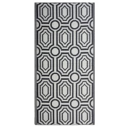Dywan zewnętrzny dwustronny 90 x 180 cm czarno-biały BIDAR Dywan zewnętrzny dwustronny 90 x 180 cm czarno-biały BIDAR