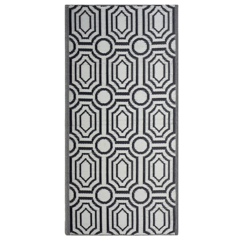 Dywan zewnętrzny dwustronny 90 x 180 cm czarno-biały BIDAR Dywan zewnętrzny dwustronny 90 x 180 cm czarno-biały BIDAR