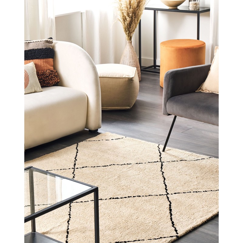 Dywan 160 x 230 cm beżowo-czarny MUTKI Dywan 160 x 230 cm beżowo-czarny MUTKI