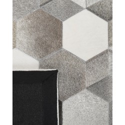 Dywan patchwork skórzany 140 x 200 cm szary SASON Dywan patchwork skórzany 140 x 200 cm szary SASON