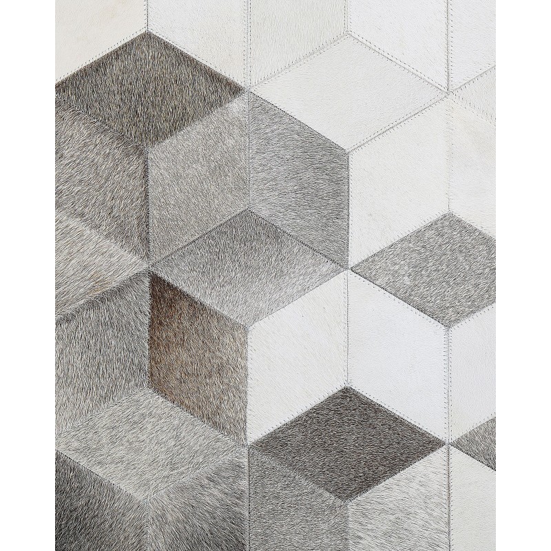 Dywan patchwork skórzany 140 x 200 cm szary SASON Dywan patchwork skórzany 140 x 200 cm szary SASON