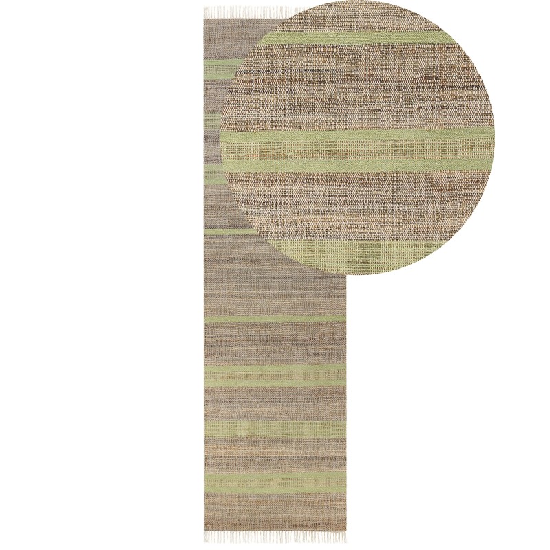 Dywan z juty 80 x 300 cm beżowo-zielony TALPUR Dywan z juty 80 x 300 cm beżowo-zielony TALPUR