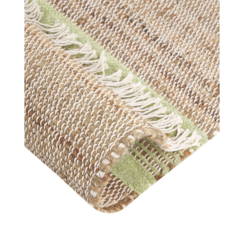 Dywan z juty 80 x 300 cm beżowo-zielony TALPUR Dywan z juty 80 x 300 cm beżowo-zielony TALPUR