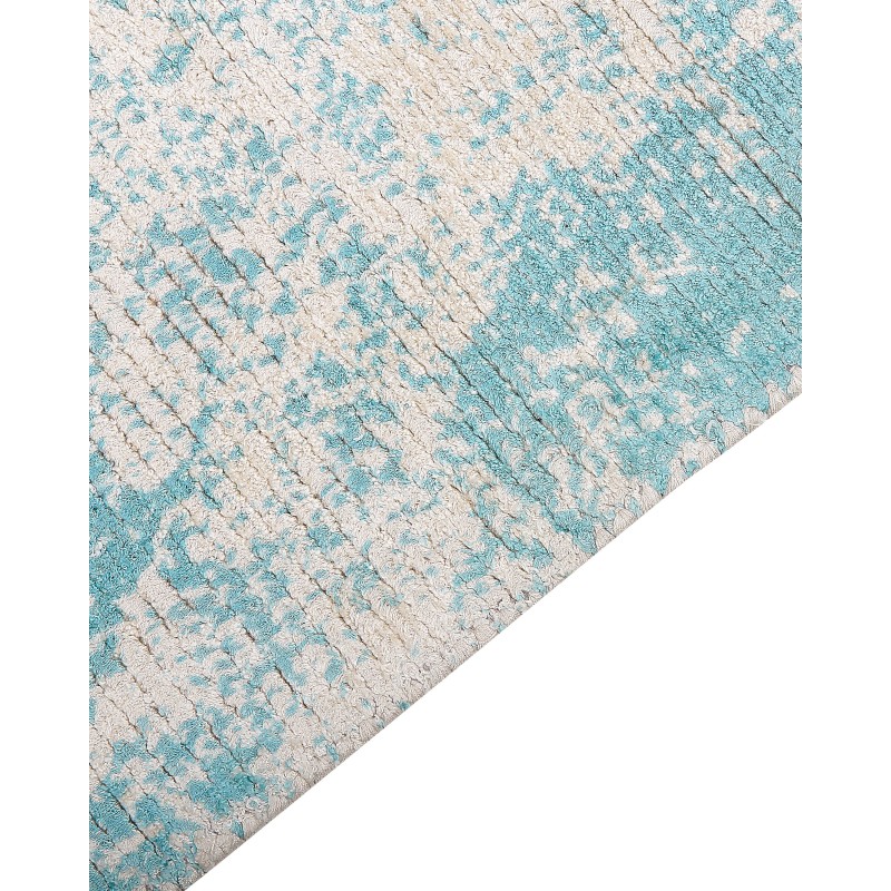 Dywan z wiskozy 80 x 150 cm niebieski z beżowym AKARSU Dywan z wiskozy 80 x 150 cm niebieski z beżowym AKARSU