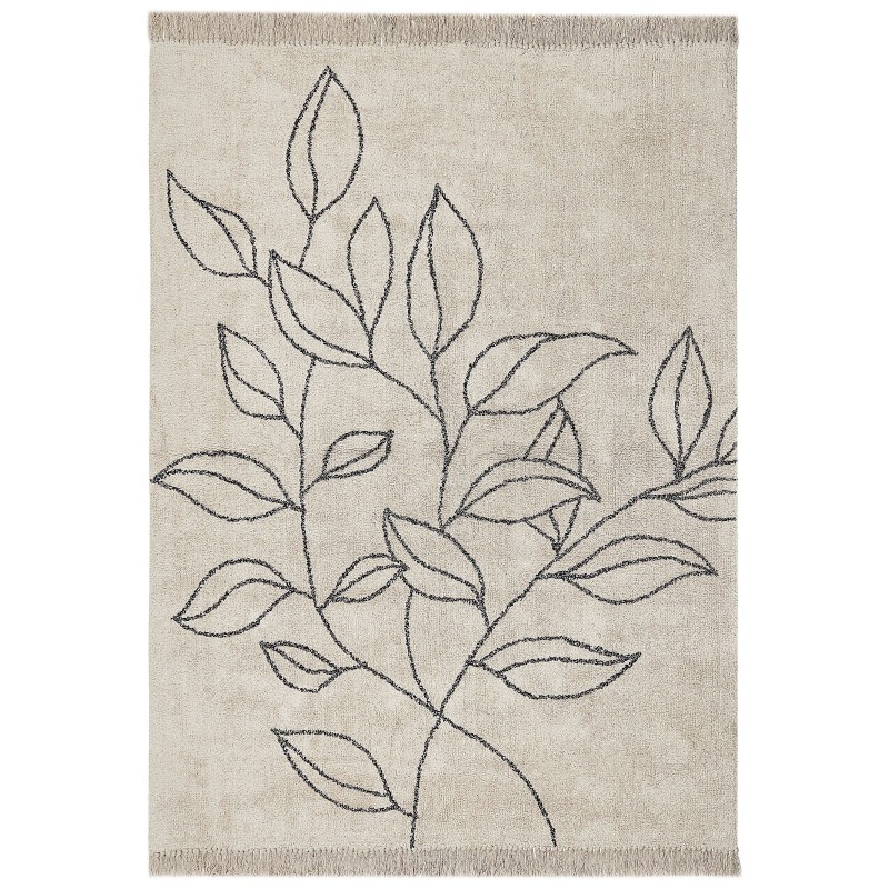 Dywan bawełniany 160 x 230 cm beżowo-czarny SAZLI Dywan bawełniany 160 x 230 cm beżowo-czarny SAZLI