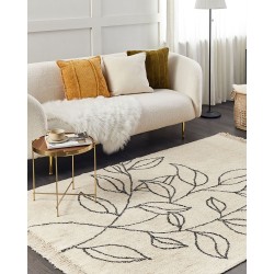 Dywan bawełniany 160 x 230 cm beżowo-czarny SAZLI Dywan bawełniany 160 x 230 cm beżowo-czarny SAZLI
