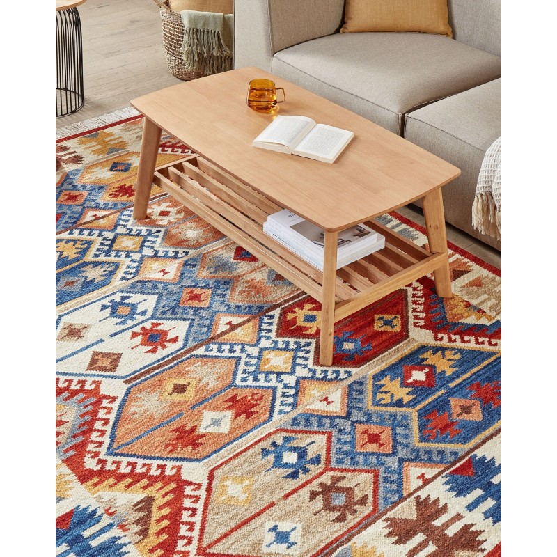 Dywan wełniany kilim 160 x 230 cm wielokolorowy VANASHEN Dywan wełniany kilim 160 x 230 cm wielokolorowy VANASHEN