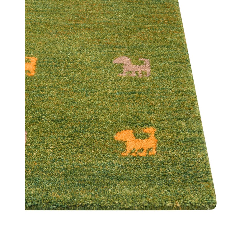 Dywan wełniany gabbeh 200 x 300 cm zielony YULAFI Dywan wełniany gabbeh 200 x 300 cm zielony YULAFI