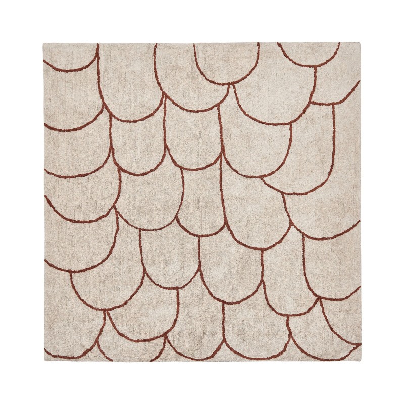 Dywan bawełniany 200 x 200 cm beżowo-brązowy AVDAN Dywan bawełniany 200 x 200 cm beżowo-brązowy AVDAN