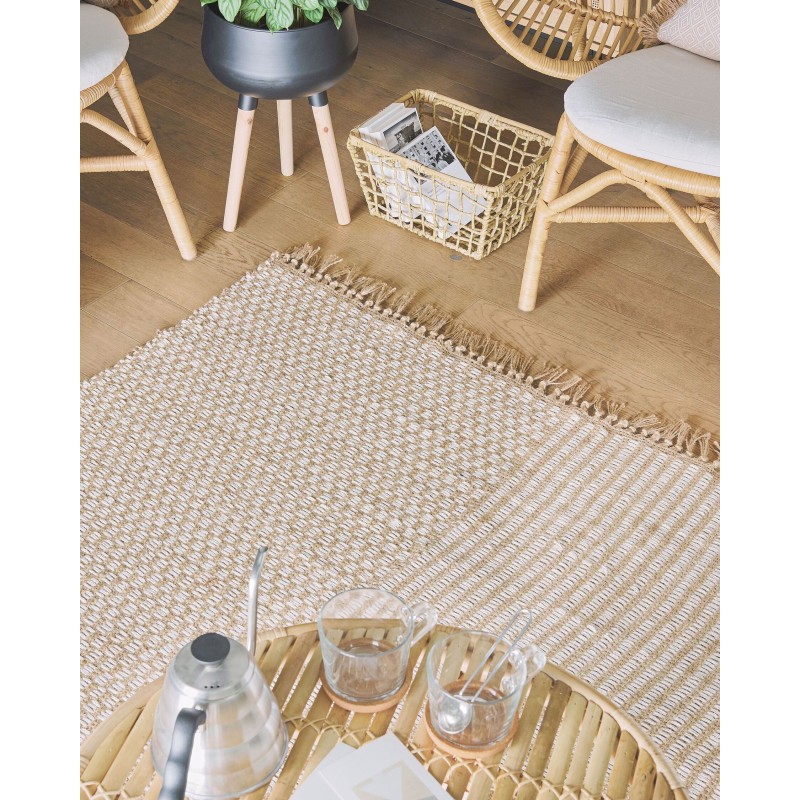 Dywan z juty 80 x 150 cm beżowy ADABAG Dywan z juty 80 x 150 cm beżowy ADABAG