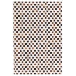 Dywan patchwork skórzany 140 x 200 cm beżowo-brązowy KAYABEY Dywan patchwork skórzany 140 x 200 cm beżowo-brązowy KAYABEY