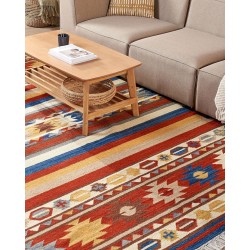 Dywan wełniany kilim 200 x 300 cm wielokolorowy JRARAT Dywan wełniany kilim 200 x 300 cm wielokolorowy JRARAT