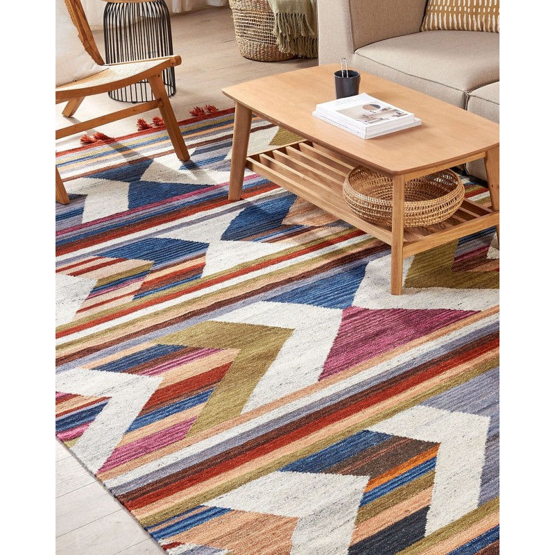 Dywan wełniany kilim 200 x 300 cm wielokolorowy MRGASHAT Dywan wełniany kilim 200 x 300 cm wielokolorowy MRGASHAT