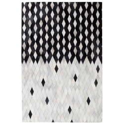 Dywan patchwork skórzany 140 x 200 cm czarno-biały MALDAN Dywan patchwork skórzany 140 x 200 cm czarno-biały MALDAN