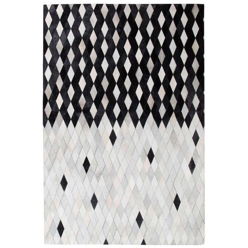 Dywan patchwork skórzany 140 x 200 cm czarno-biały MALDAN Dywan patchwork skórzany 140 x 200 cm czarno-biały MALDAN