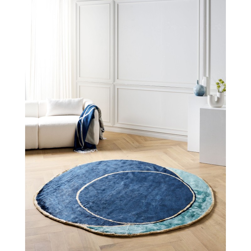Dywan z wiskozy 200 x 200 cm granatowy KANRACH Dywan z wiskozy 200 x 200 cm granatowy KANRACH