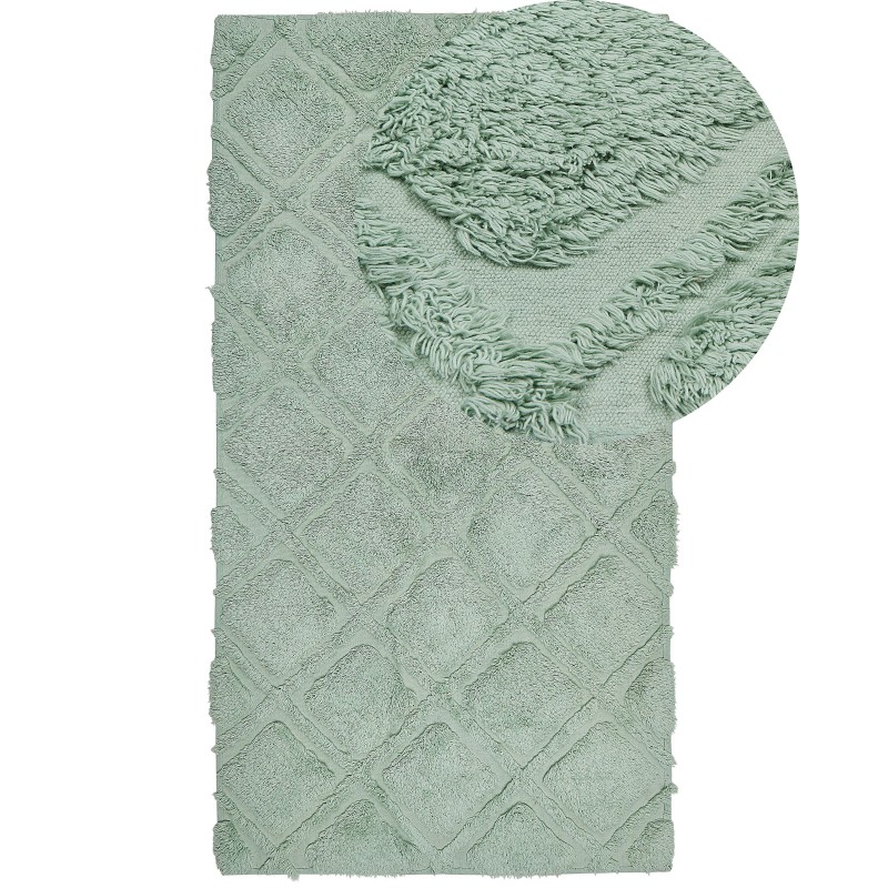 Dywan bawełniany 80 x 150 cm zielony HATAY Dywan bawełniany 80 x 150 cm zielony HATAY