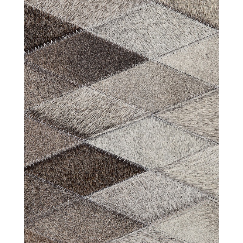 Dywan patchwork skórzany 140 x 200 cm biało-szary MALDAN Dywan patchwork skórzany 140 x 200 cm biało-szary MALDAN