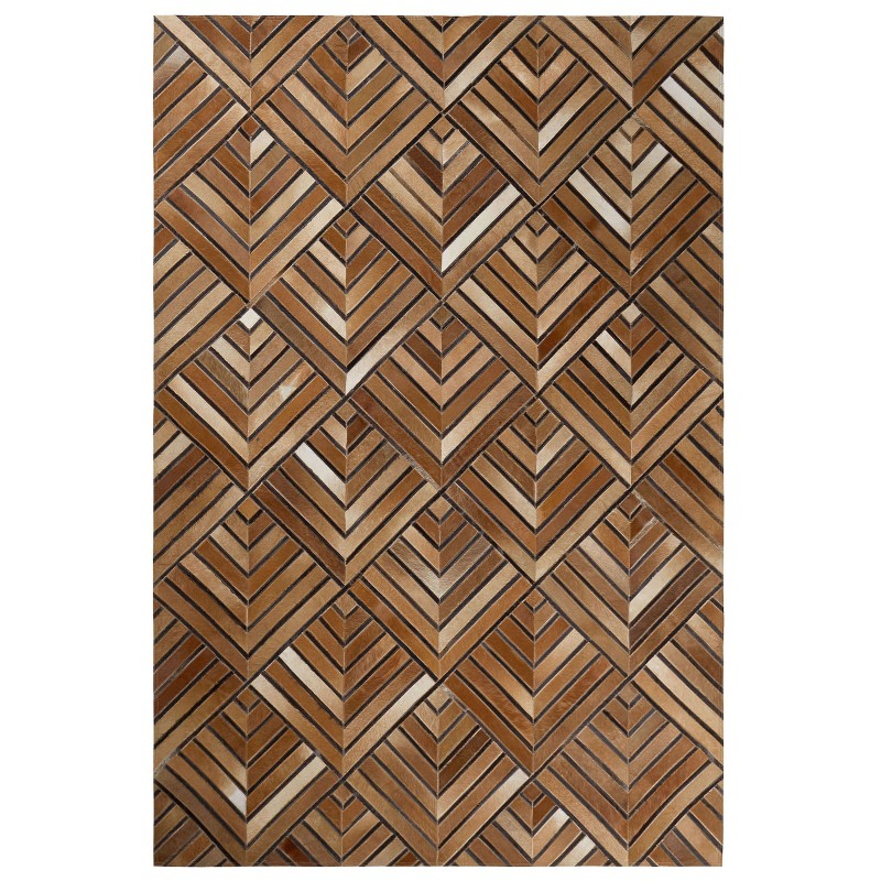 Dywan patchwork skórzany 140 x 200 cm brązowy TEKIR Dywan patchwork skórzany 140 x 200 cm brązowy TEKIR