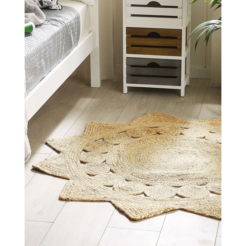 Dywan okrągły z juty ⌀ 120 cm beżowy ARABAN Dywan okrągły z juty ⌀ 120 cm beżowy ARABAN