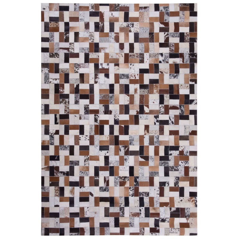 Dywan patchwork skórzany 160 x 230 cm brązowo-beżowy CESME Dywan patchwork skórzany 160 x 230 cm brązowo-beżowy CESME