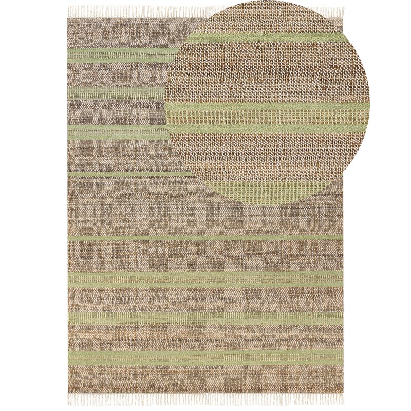 Dywan z juty 160 x 230 cm beżowo-zielony TALPUR Dywan z juty 160 x 230 cm beżowo-zielony TALPUR
