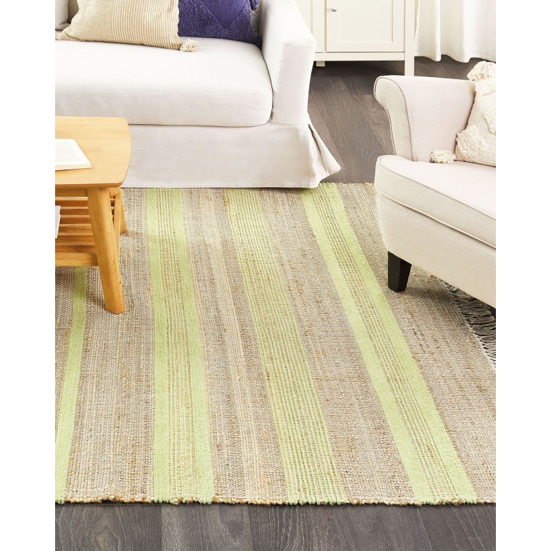 Dywan z juty 160 x 230 cm beżowo-zielony TALPUR Dywan z juty 160 x 230 cm beżowo-zielony TALPUR