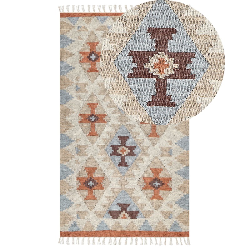 Dywan bawełniany kilim 80 x 150 cm wielokolorowy DILIJAN Dywan bawełniany kilim 80 x 150 cm wielokolorowy DILIJAN