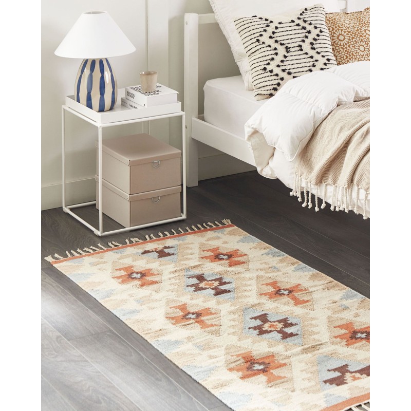 Dywan bawełniany kilim 80 x 150 cm wielokolorowy DILIJAN Dywan bawełniany kilim 80 x 150 cm wielokolorowy DILIJAN