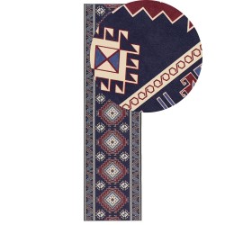 Dywan 80 x 300 cm niebiesko-czerwony KANGAL Dywan 80 x 300 cm niebiesko-czerwony KANGAL