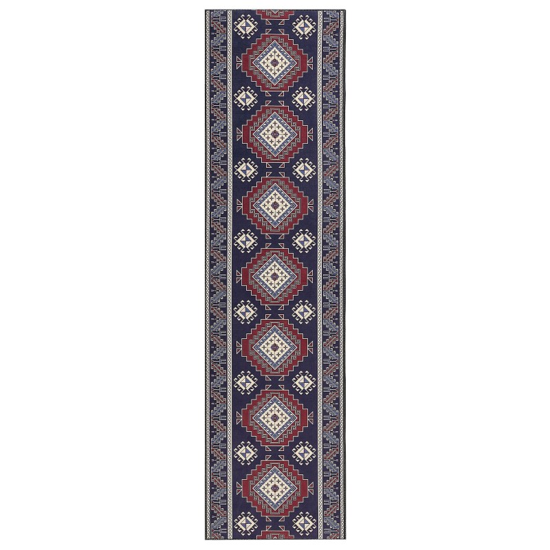 Dywan 80 x 300 cm niebiesko-czerwony KANGAL Dywan 80 x 300 cm niebiesko-czerwony KANGAL