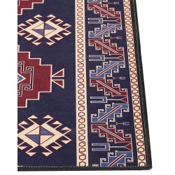 Dywan 80 x 300 cm niebiesko-czerwony KANGAL Dywan 80 x 300 cm niebiesko-czerwony KANGAL