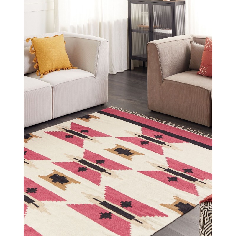 Dywan bawełniany kilim 200 x 300 cm wielokolorowy GARNI Dywan bawełniany kilim 200 x 300 cm wielokolorowy GARNI