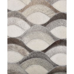 Dywan patchworkowy skórzany 140 x 200 cm brązowo-beżowy KIRCA Dywan patchworkowy skórzany 140 x 200 cm brązowo-beżowy KIRCA