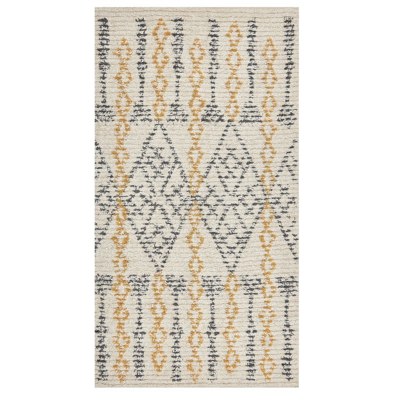 Dywan bawełniany 80 x 150 cm beżowo-żółty KADAPA Dywan bawełniany 80 x 150 cm beżowo-żółty KADAPA
