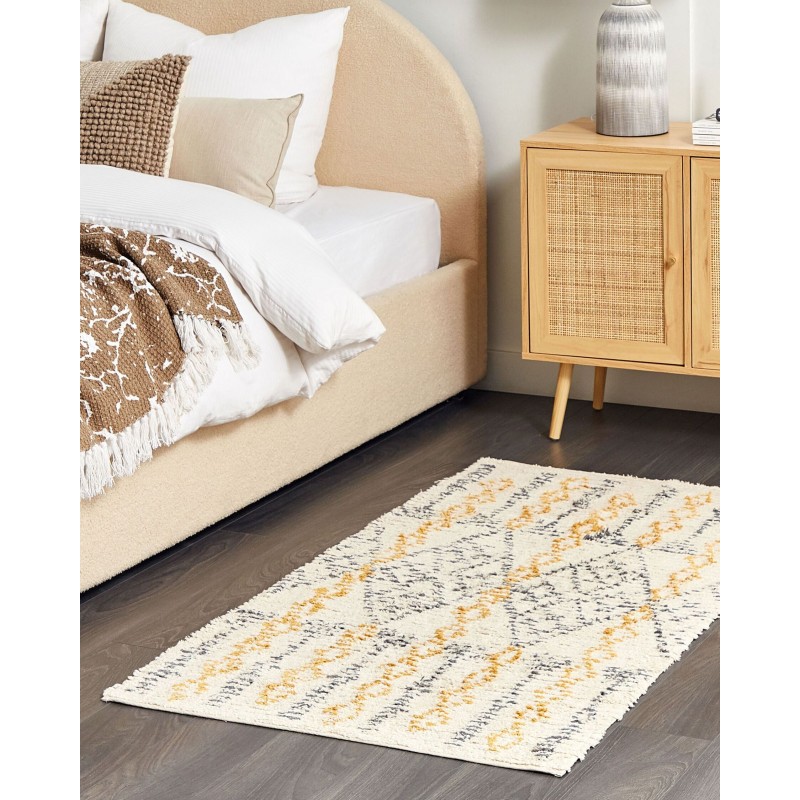 Dywan bawełniany 80 x 150 cm beżowo-żółty KADAPA Dywan bawełniany 80 x 150 cm beżowo-żółty KADAPA