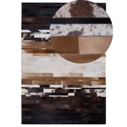 Dywan skórzany 160 x 230 cm czarno-beżowy DALYAN Dywan skórzany 160 x 230 cm czarno-beżowy DALYAN