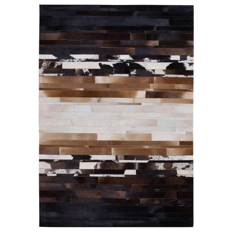 Dywan skórzany 160 x 230 cm czarno-beżowy DALYAN Dywan skórzany 160 x 230 cm czarno-beżowy DALYAN