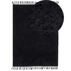 Dywan shaggy bawełniany 140 x 200 cm czarny BITLIS Dywan shaggy bawełniany 140 x 200 cm czarny BITLIS