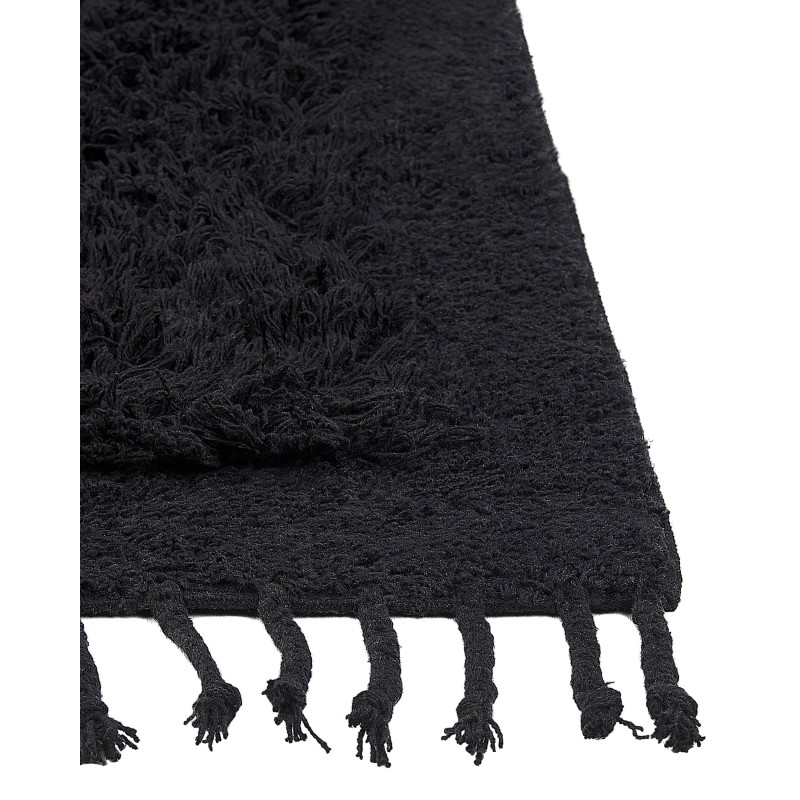Dywan shaggy bawełniany 140 x 200 cm czarny BITLIS Dywan shaggy bawełniany 140 x 200 cm czarny BITLIS