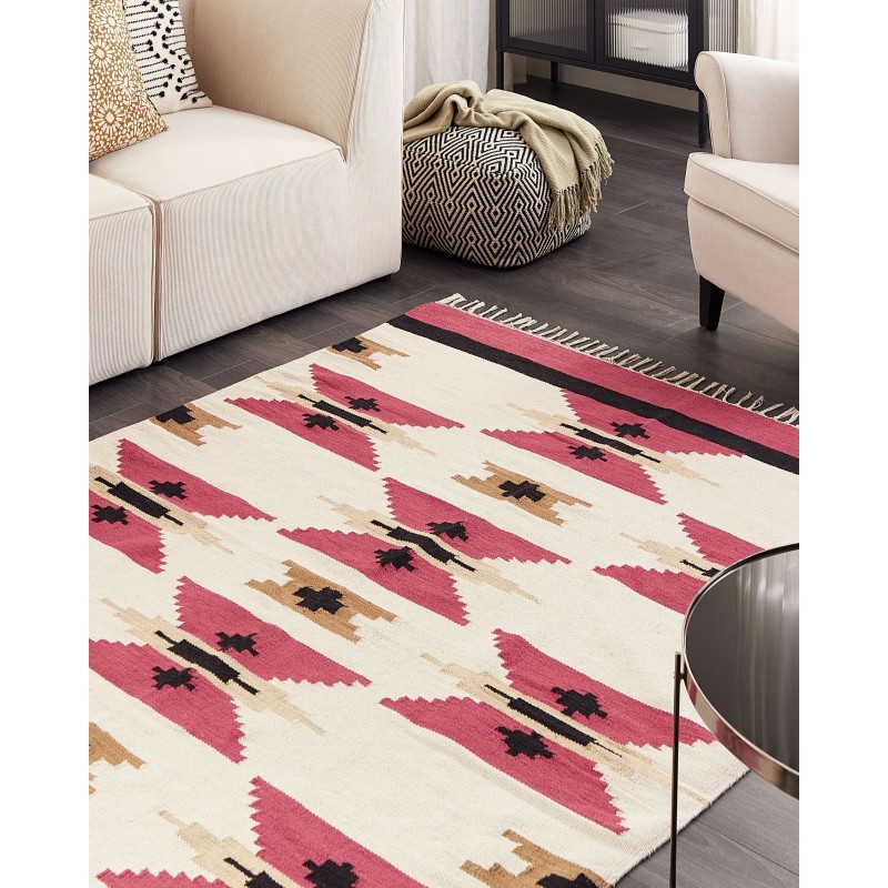 Dywan bawełniany kilim 160 x 230 cm wielokolorowy GARNI Dywan bawełniany kilim 160 x 230 cm wielokolorowy GARNI
