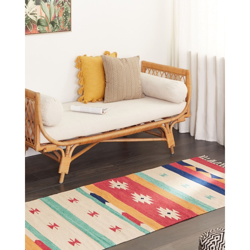 Dywan bawełniany kilim 80 x 300 cm wielokolorowy MARGARA Dywan bawełniany kilim 80 x 300 cm wielokolorowy MARGARA