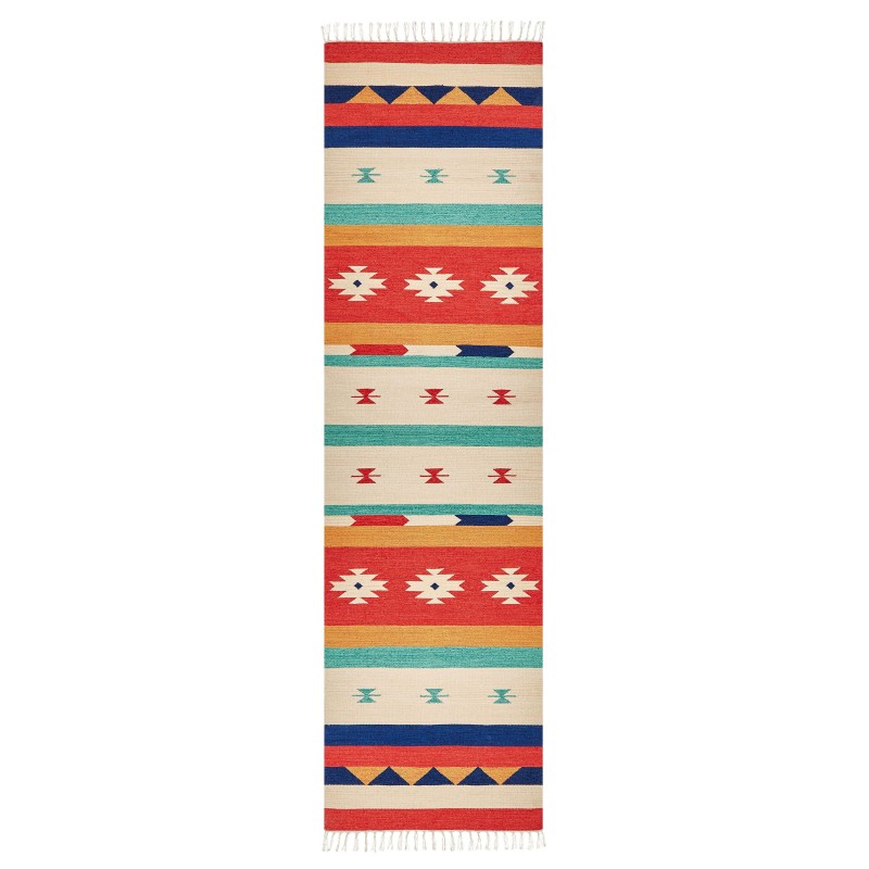 Dywan bawełniany kilim 80 x 300 cm wielokolorowy MARGARA Dywan bawełniany kilim 80 x 300 cm wielokolorowy MARGARA