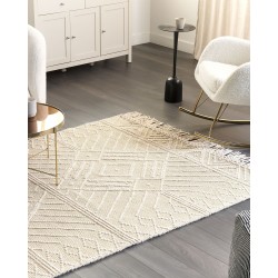 Dywan wełniany 160 x 230 cm beżowy MAVIKENT Dywan wełniany 160 x 230 cm beżowy MAVIKENT