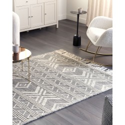 Dywan wełniany 160 x 230 cm biało-czarny PAZAR Dywan wełniany 160 x 230 cm biało-czarny PAZAR
