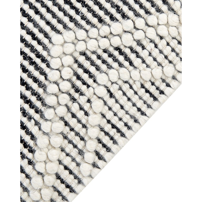 Dywan wełniany 160 x 230 cm biało-czarny PAZAR Dywan wełniany 160 x 230 cm biało-czarny PAZAR