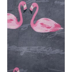 Dywan okrągły we flamingi ⌀ 120 cm szary KERTE Dywan okrągły we flamingi ⌀ 120 cm szary KERTE