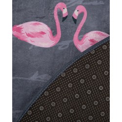 Dywan okrągły we flamingi ⌀ 120 cm szary KERTE Dywan okrągły we flamingi ⌀ 120 cm szary KERTE